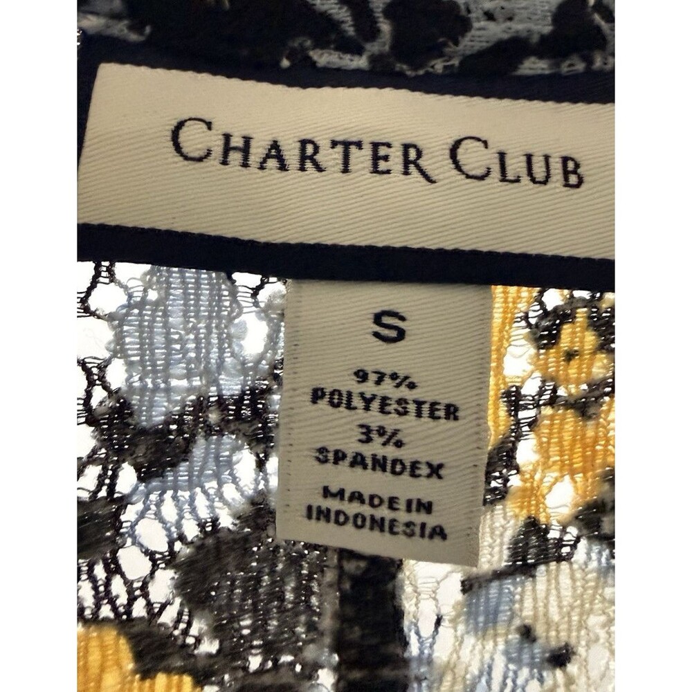 Charter Club Womens Floral Lace Collared Button-Up Sleeveless Blouse - S - Picture 4 of 5